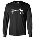 Disc Golf Shirt - StickMan - Gildan Long Sleeve T-Shirt-white