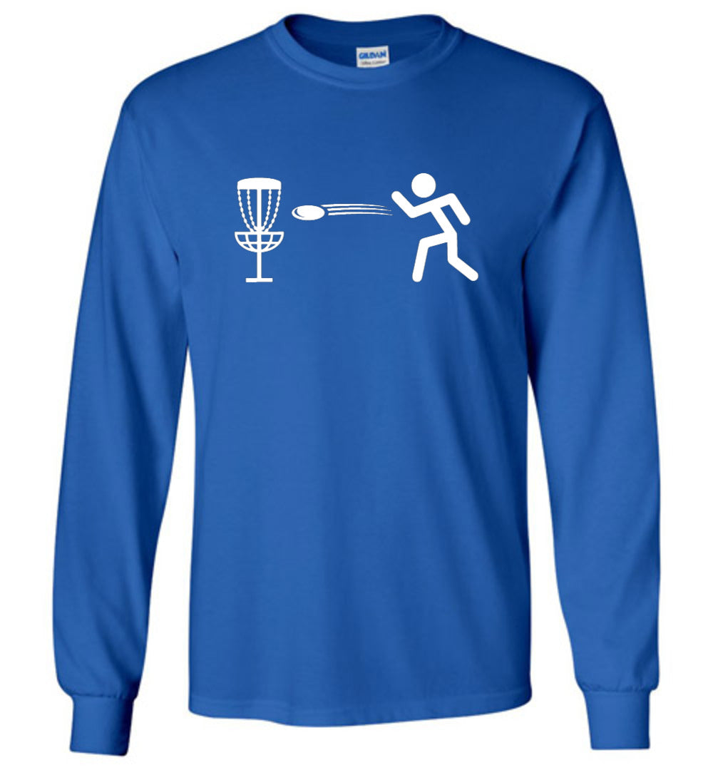 Disc Golf Shirt - StickMan - Gildan Long Sleeve T-Shirt-white
