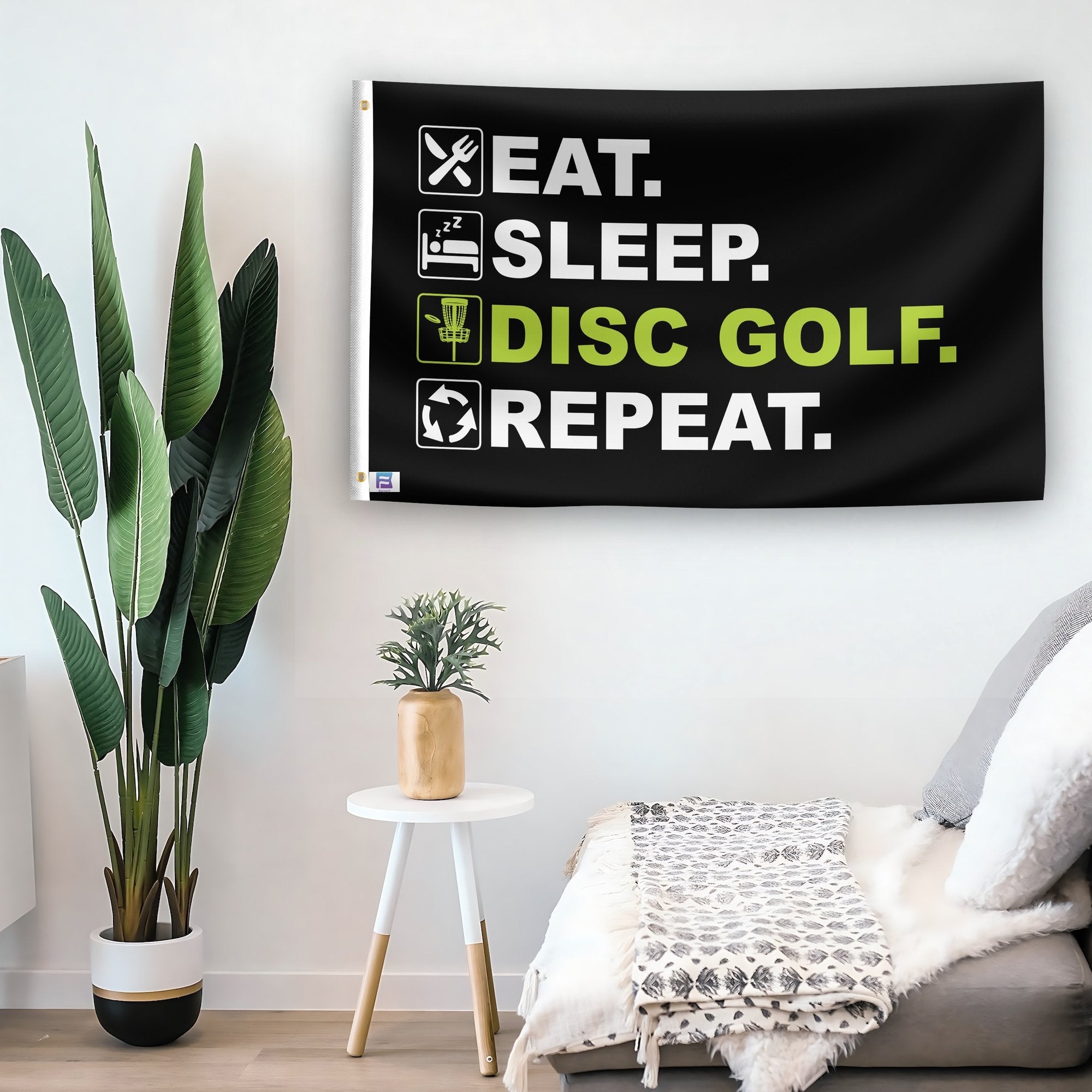 Eat Sleep Disc Golf Repeat Flag